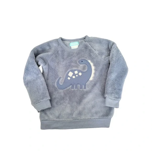 Dinosaur Pekkle Kids Fleece Sweater Top 24 Months Boys Blue Brontosaurus Shirt - Picture 1 of 2